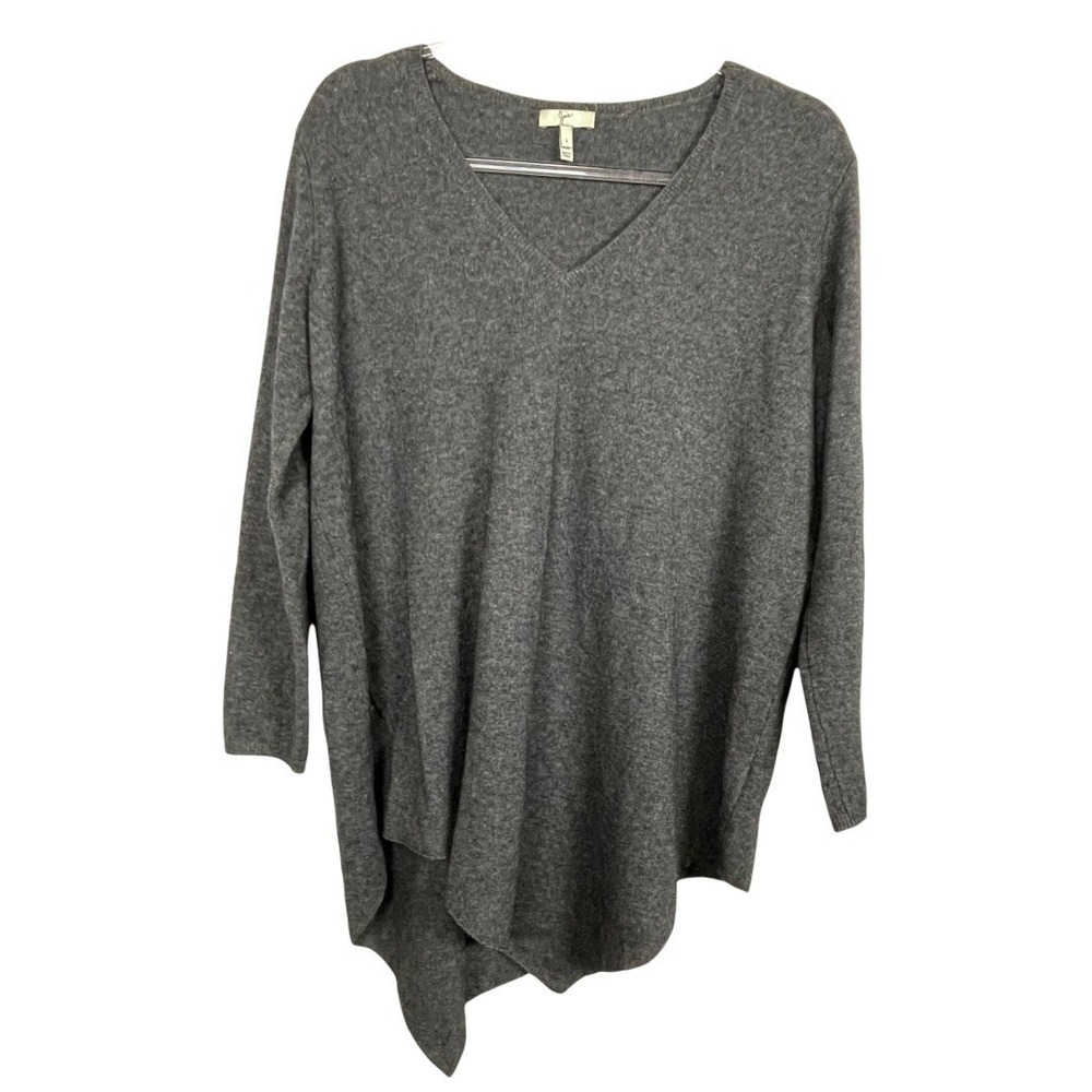 Joie Sweater Womens S Gray Wool Cashmere V-Neck Asymmetrical Hem Relaxed Chic